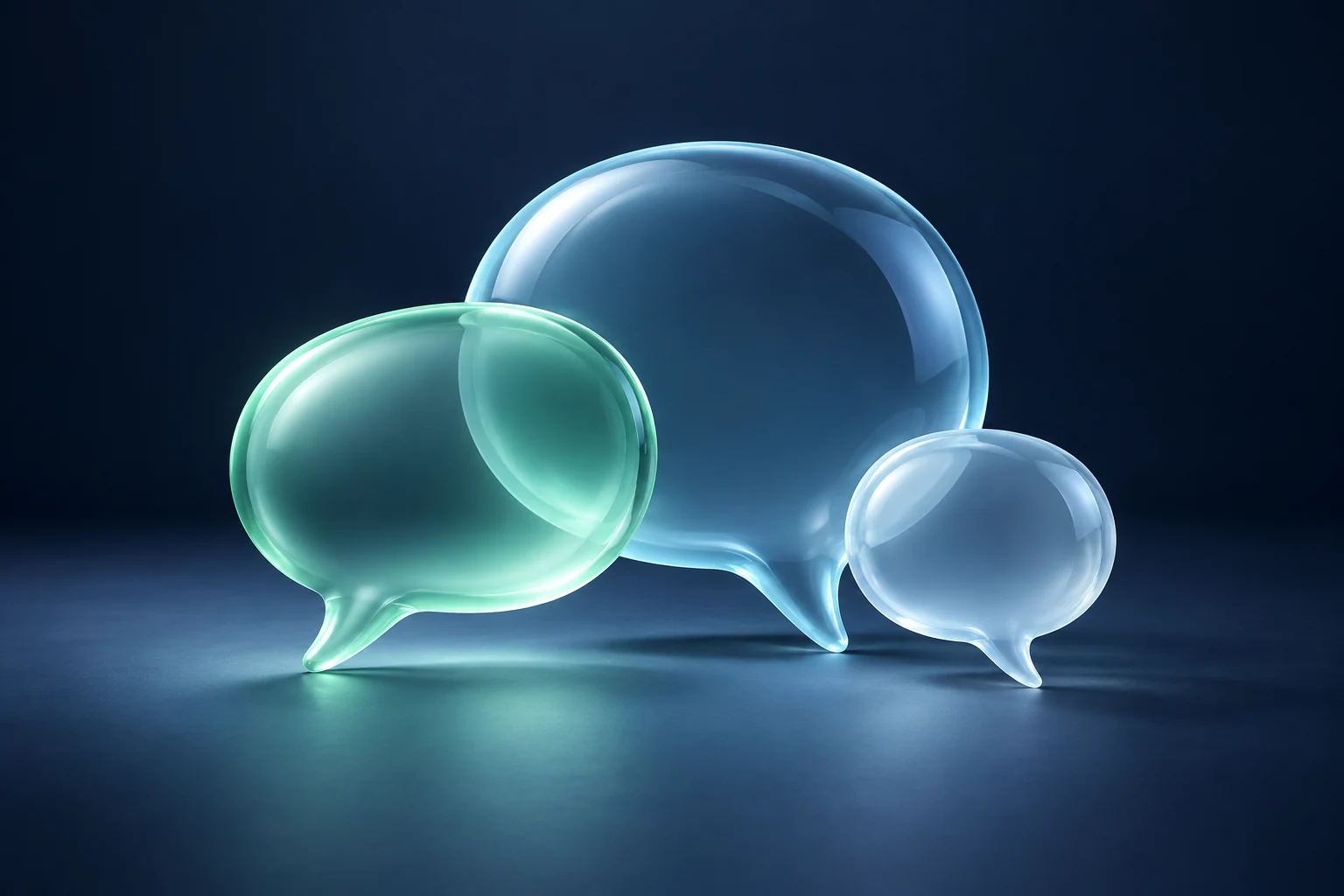 Translucent speech bubbles representing advertising messages