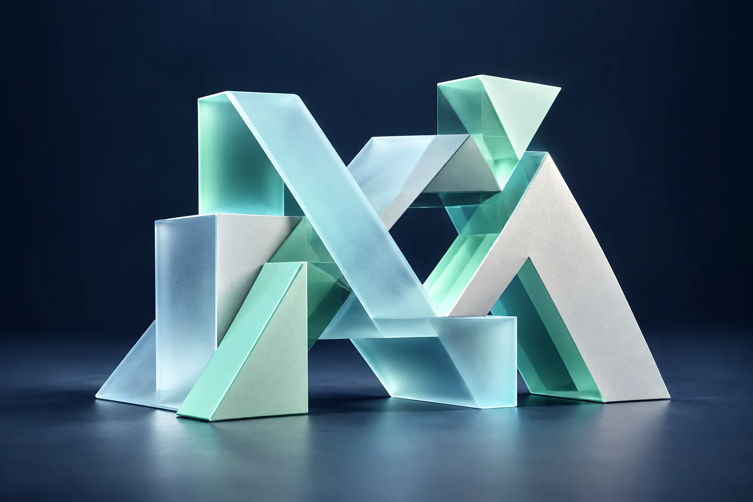 Interlocking geometric letter forms representing brand identity
